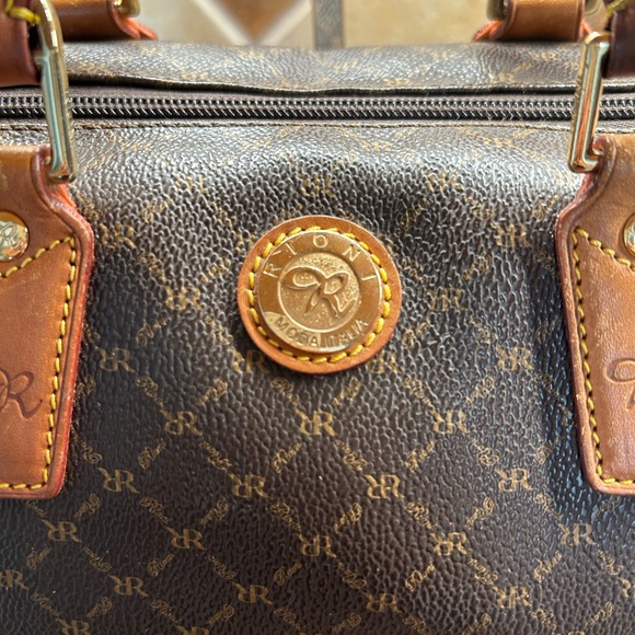 Rioni Moda Italia Signature Logo Boston Top Handles Bag Purse 2 side pockets - Picture 9 of 12